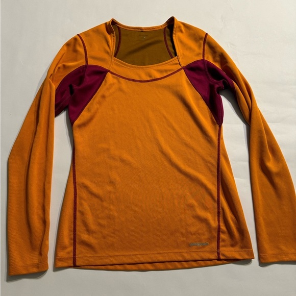 Patagonia Tops - Patagonia Orange Purple Small Long Sleeve Square Queen Anne Square Neckline Top
